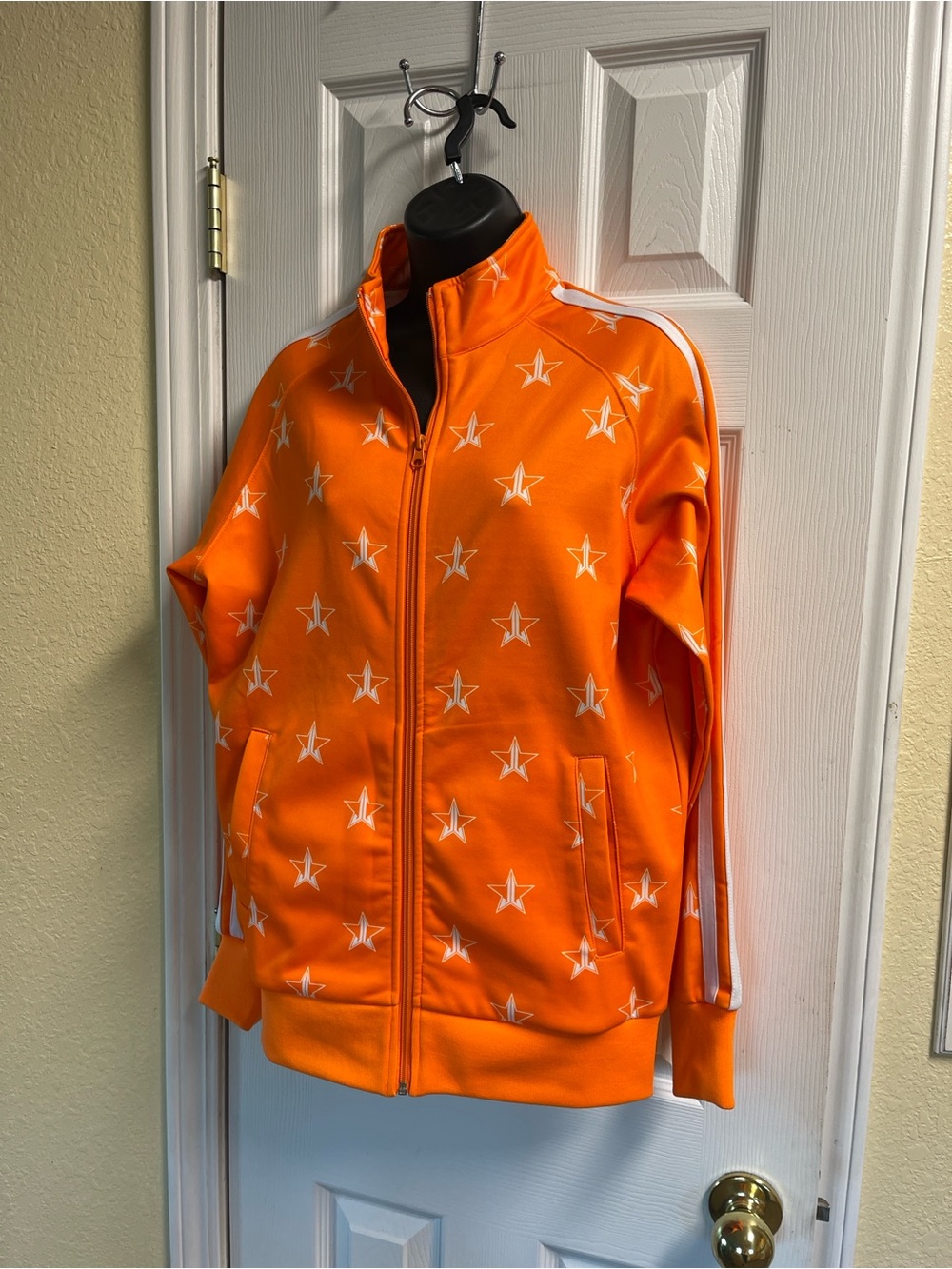 Jeffree Star Orange Star-Print Bomber Jacket